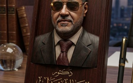 لوحة اسم مكتبية فاخرة مع حامل أقلام راقٍ، مصنوعة من خشب الماهوجني الداكن المصقول بعمق